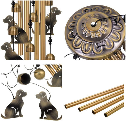 Bronze Dogs Wind Chimes Decor, Mobile Blessing Wind Bells Decorate, Sympathy Wind Catcher, Memorial Gifts for Mom,Grandma,Woman (Housewarming/Outside/Indoor/Home/Room/Porch/Yard/Garden Decoration)