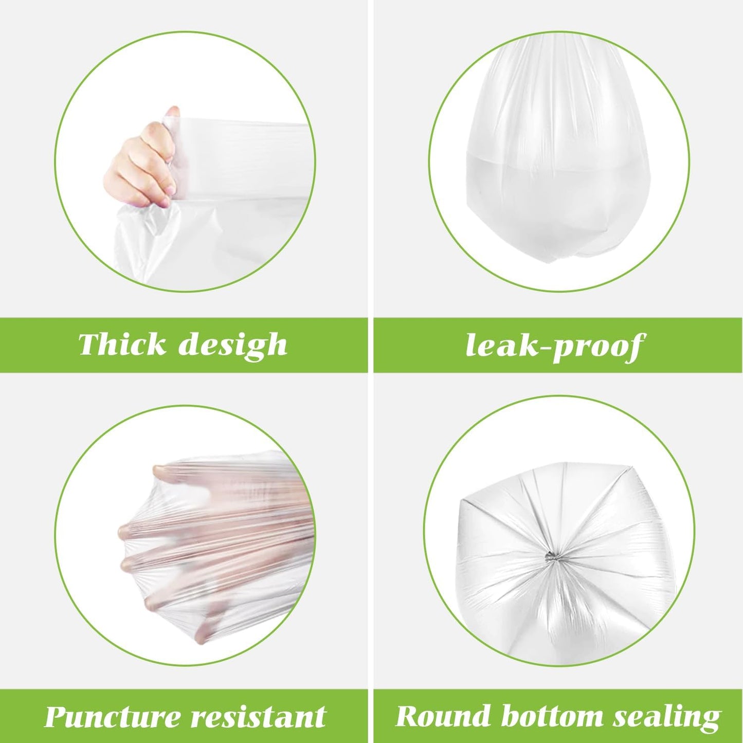 Teivio 2 Gallon 320 Counts Strong Trash Bags Garbage Bags, Bathroom Trash Can Bin Liners, Small Plastic Bags for Home Office Kitchen Kitchen (Clear)