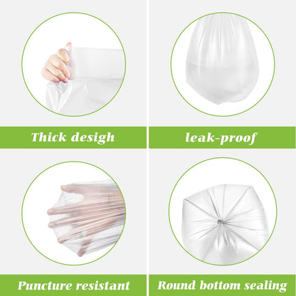 3 Gallon 330 Counts Strong Trash Bags Garbage Bags by Teivio, Bathroom Trash Can Bin Liners, Small Plastic Bags for home office kitchen (Clear)
