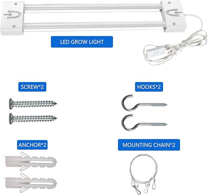 LED Grow Lights 16W Full Spectrum Integrated Growing Lamp Lighting Fixtures with High PPFD for Greenhouse Hydroponic Indoor Plant Seedling Veg and Flower