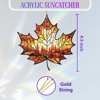Stained Glass Acrylic Maple Leaf Ornament – Autumn & Christmas Tree Decoration 2025, Fall Harvest Sun Catcher, Nature-Themed Holiday Décor, Maple Leaf Gift for Home & Garden(Sun-14)