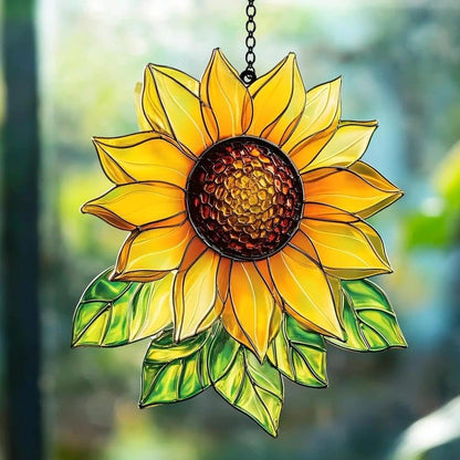 Sunflower Suncatcher Window Hanging Ornament Flowers Indoor Outdoor Home Flower Garden Decor Sun Catchers Windown Suncatchers for Windows Garden