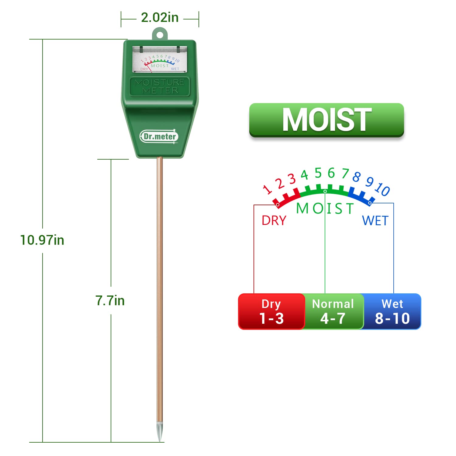 Dr.meter Soil Moisture Meter for Plants, Plant Water Gauge Test Kit