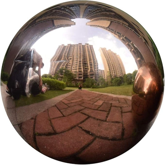 38 cm/15 inch Garden Sphere Mirror Gazing Ball,Rose Gold Stainless Steel Polished Reflective Smooth Hollow Globe Ball,Durable Colorful and Shiny Decorations Addition to Garden Patio Yard Home