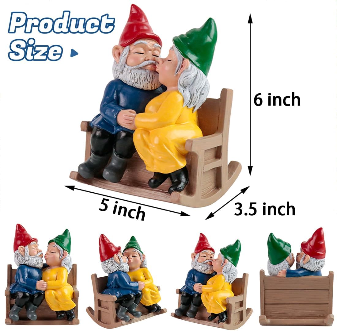 Kiss Garden Gnome Statue Couple in Love Collectible Figurine Mr and Mrs Gnome Sculpture Romantic Gnome Lover Couple Statues Indoor Outdoor Yard Home Décor Mom Dad Friends Gifts