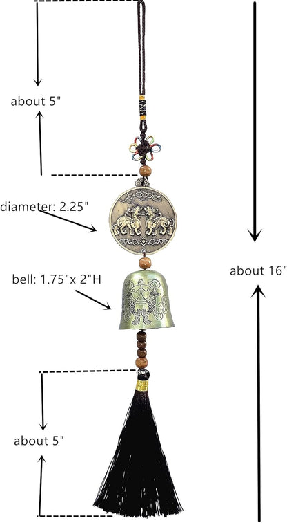 Traditional Lucky Feng Shui Wind Chime Bell Hanging Ornament Decoration for Protection Success Peace and Wealth (Pi Yao)