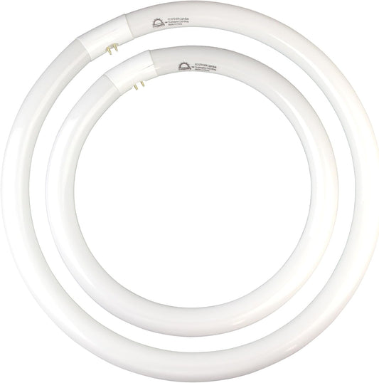FC16T9/CW 40W & FC12T9/CW 32W Cool White Set, 16 inch T9 40 Watts & 12 inch 32 Watts Round Fluorescent Light Bulb, Circular Bulb Kitchen and Bath, 841 4100K, G10q 4 pin Prong