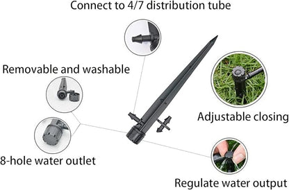 50 Pcs 360 Degree Adjustable Wate Flow Irrigation Drippers on Stake Emitters