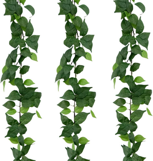 3 Strands Artificial Vines Kit, 71" Silk Eucalyptus Ivy Garland Green Leaves Natural Odorless, Fake