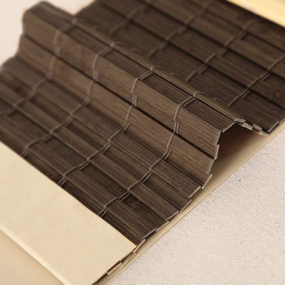 LETAU Cordless Wood Window Roller Shades, Bamboo Light Filtering Window Blinds for Indoor Home, Office, Kitchen, Pattern 4