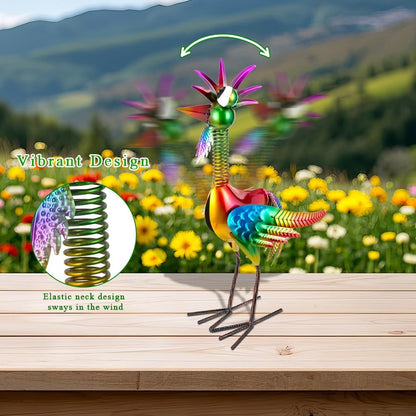 Metal Wacky Rooster Garden Statue, 18'' Rooster Decor Yard Statue Decorations Outdoor, Chicken Yard Art for Outside, Patio, Backyrad, Lawn(Colorful)