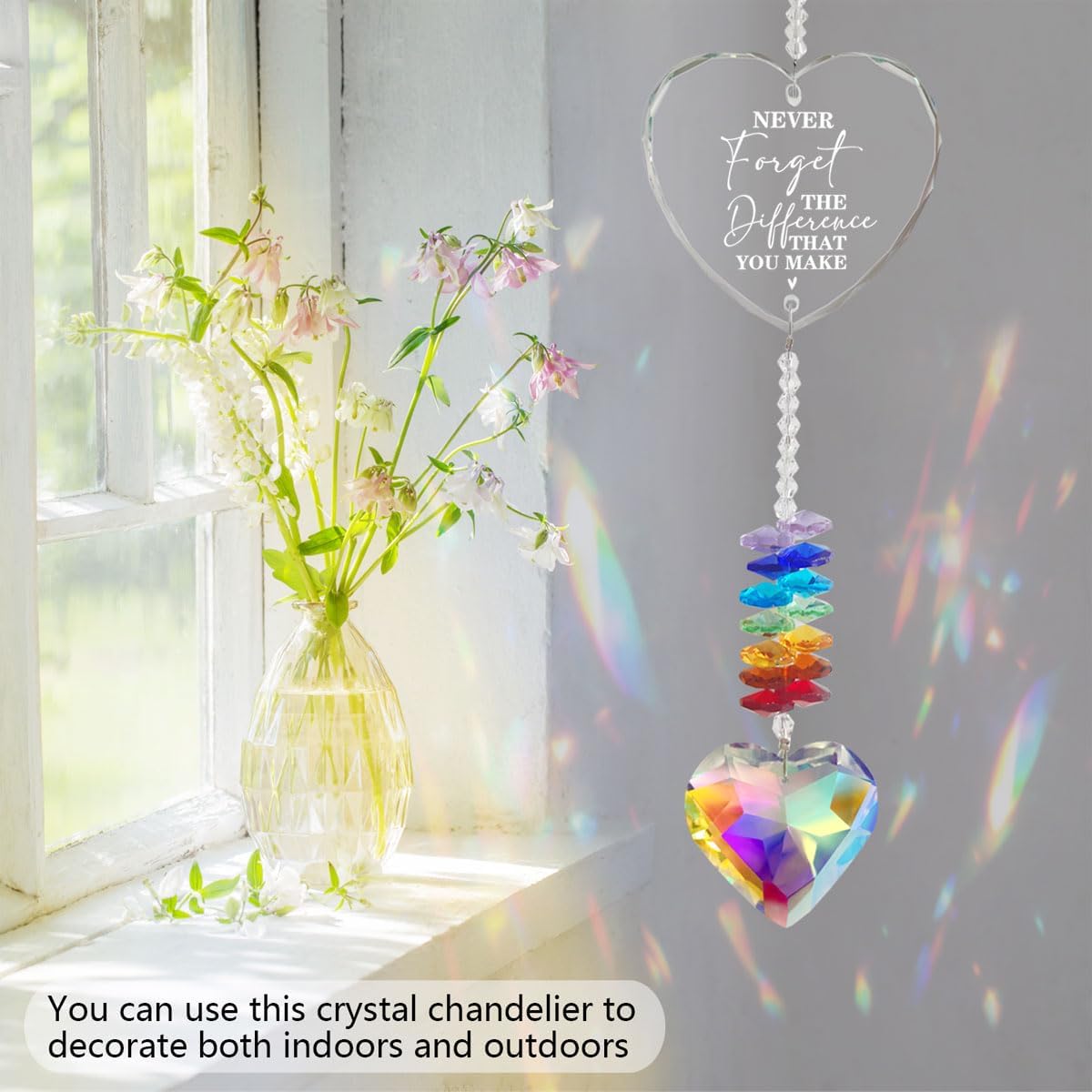 Retirement Gift Crystal Suncatcher for Women, Thank You Gifts Never Forget The Difference, Crystal Keepsake Farewell Going Away Goodbye Appreciation Gifts for Women Men Coworker Boss Nurse Friend