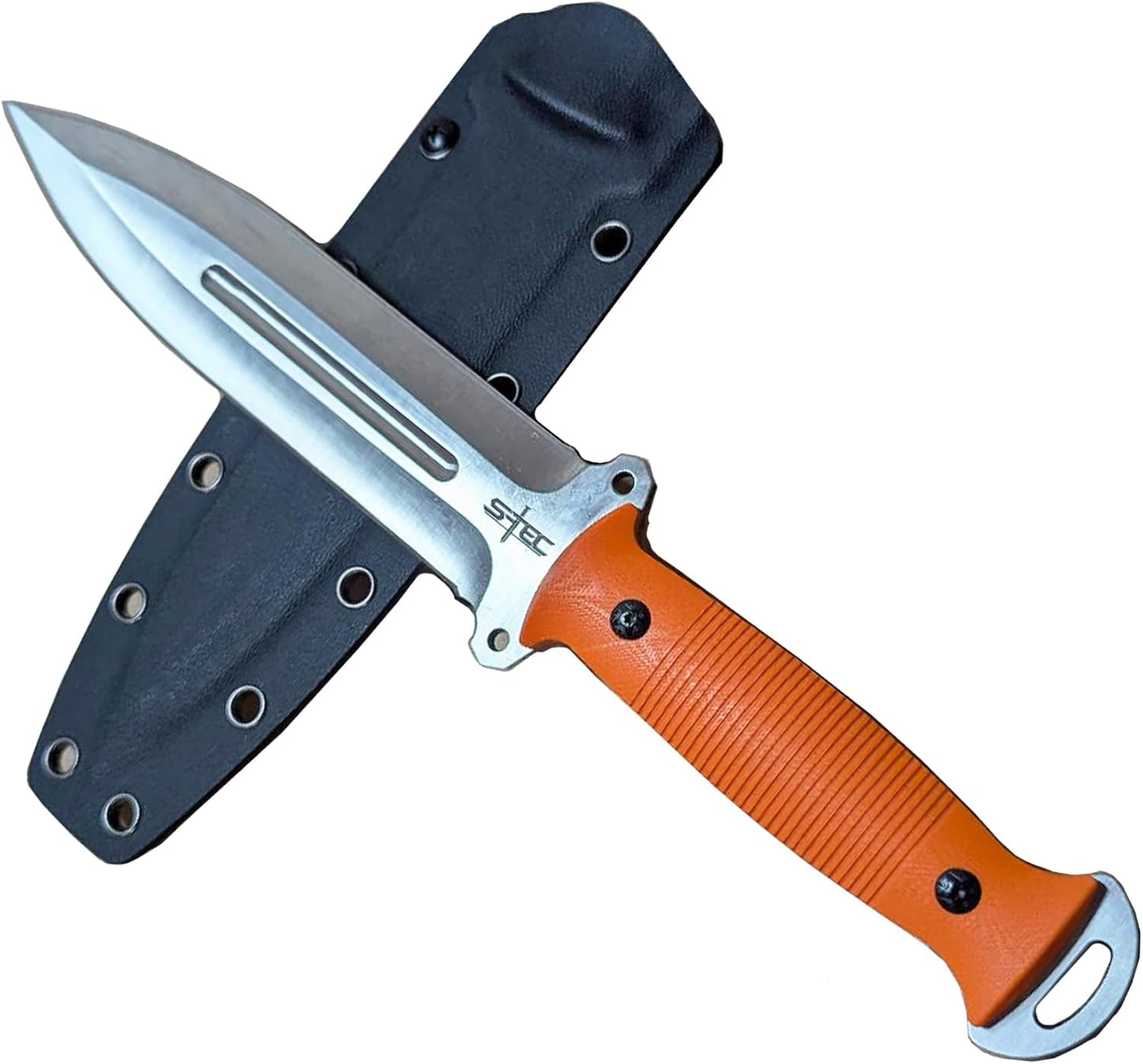NLX Premier 12" Full Tang Stainless Steel Machete with G10 Handle & Durable PVC Kydex Sheath. for Collection, Gift and Camping Purpose (Orang)