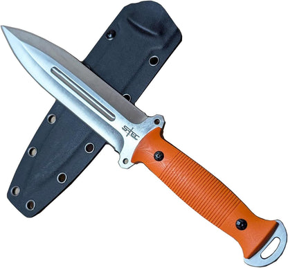 NLX Premier 12" Full Tang Stainless Steel Machete with G10 Handle & Durable PVC Kydex Sheath. for Collection, Gift and Camping Purpose (Orang)