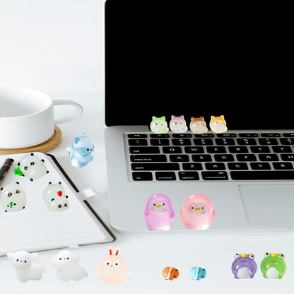 Luminous Mini Resin Figures to Hide, Tiny Resin Animals Variety Pack for Fairy Garden Accessories Outdoor, Glow in The Dark Miniature Figurines for Fish Tank Decorations 40 pcs