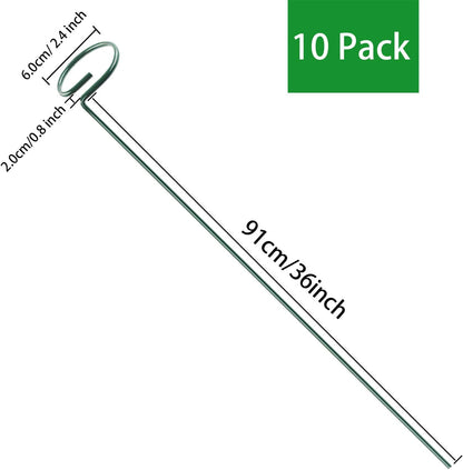 HiGift 10 Pack 36 Inch Plant Support Stake for Tall Plant, Garden Single Stem Flower Support Stake Indoor Plant Cage Support Ring for Peony, Orchid, Lily, Rose