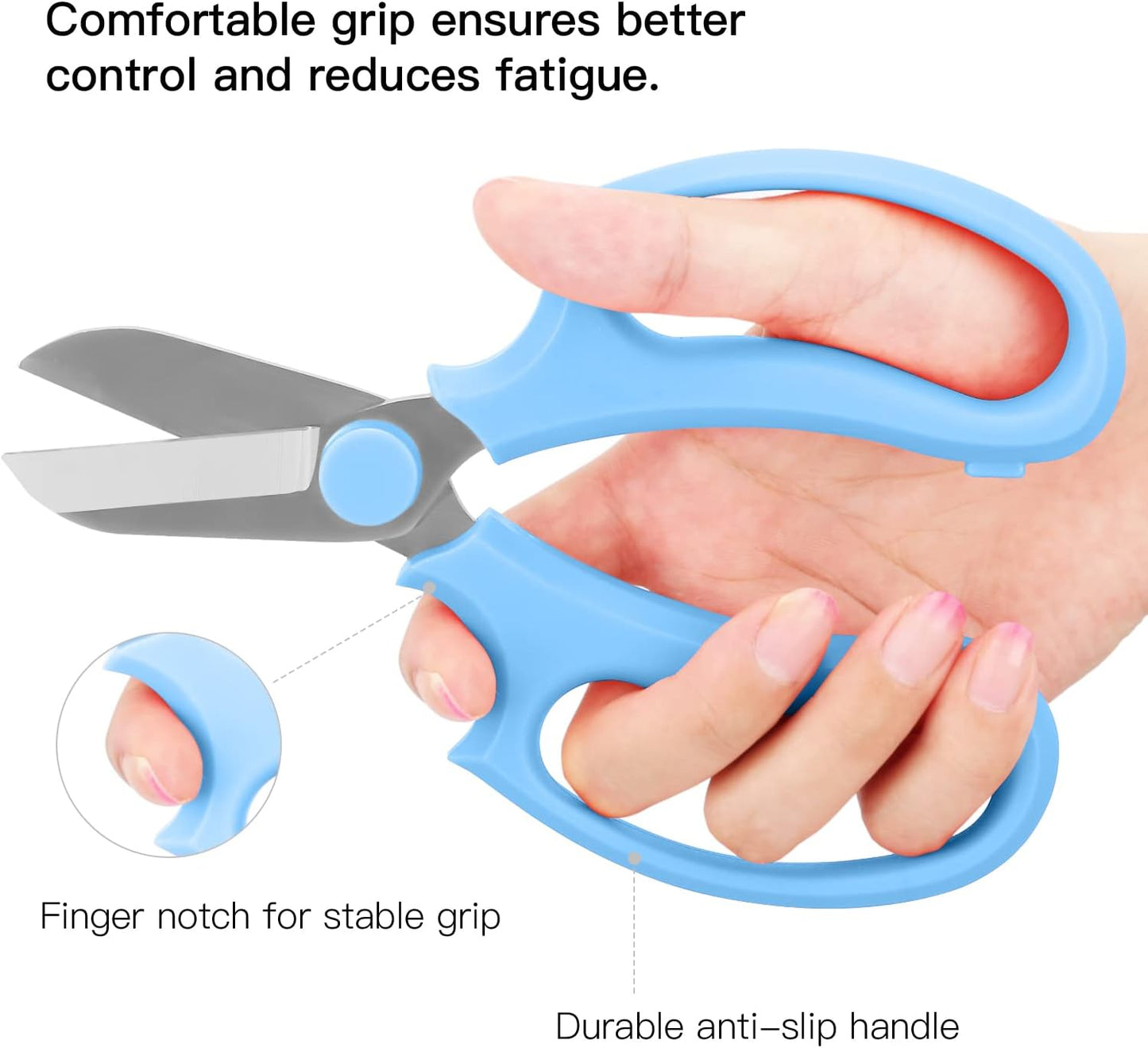 Housolution Flower Scissors, Strong Floral Shears, Premium Steel Garden Pruning Shears Floral Fruits Leaf Scissors Hand Pruner Snip Trimming Tool for Gardening Flower Arrangement, Light Blue
