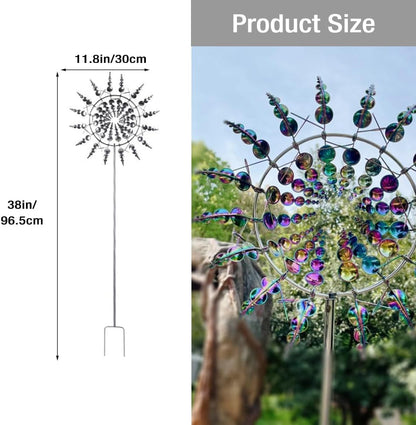Wind Spinner，3D Patio and Garden Decor Outdoor Art Outside Decorations，Lawn Art Kinetic Windmill Craft Decorative Gift Women Mom Grandma Wife (Silver)