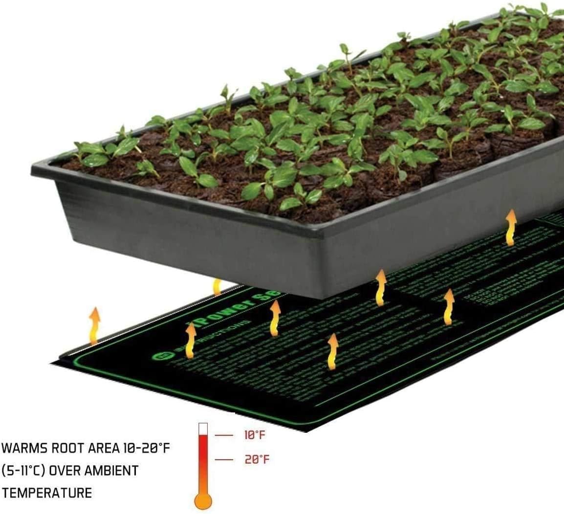 iPower 2-Pack 40-108 Degrees Fahrenheit Digital Heat Mat Thermostat Controller and 10" x 20" Hydroponic Seeding Warm Pad Plant Starting Kit Combo