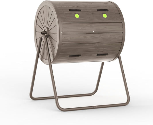 Dual Chamber Tumbling Composter 43 Gallon Large Outdoor Tumbling Composter Efficient Batch