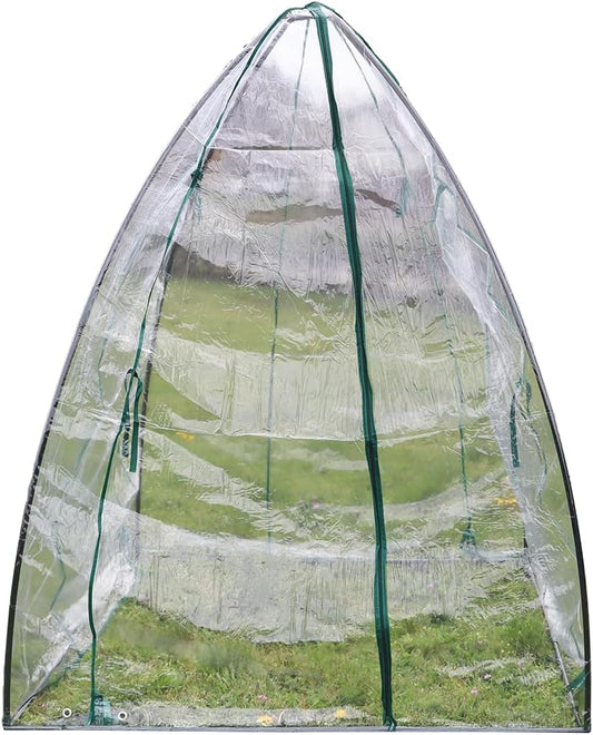 Winter Greenhouse Grow Tent SH3287 Portable Garden DIY Mini Green House Kit Steel Frame, Transparent Cover, 55.1 x 55.1 x 70.9-inches
