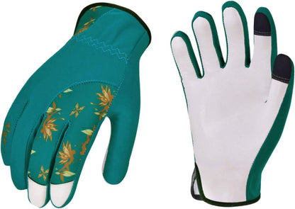Vgo... Gardening Gloves for Women,Puncture-proof,Thornproof,Safety Work Gloves for Weeding,Digging,Touchscreen,Goat Leather(M,Green,GA7454)