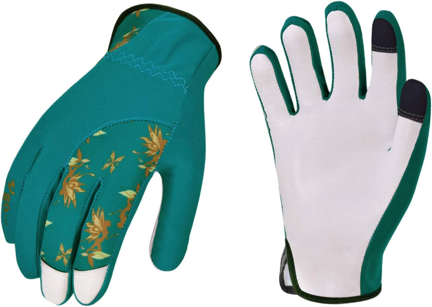 Vgo... Gardening Gloves for Women,Puncture-proof,Thornproof,Safety Work Gloves for Weeding,Digging,Touchscreen,Goat Leather(L,Green,GA7454)