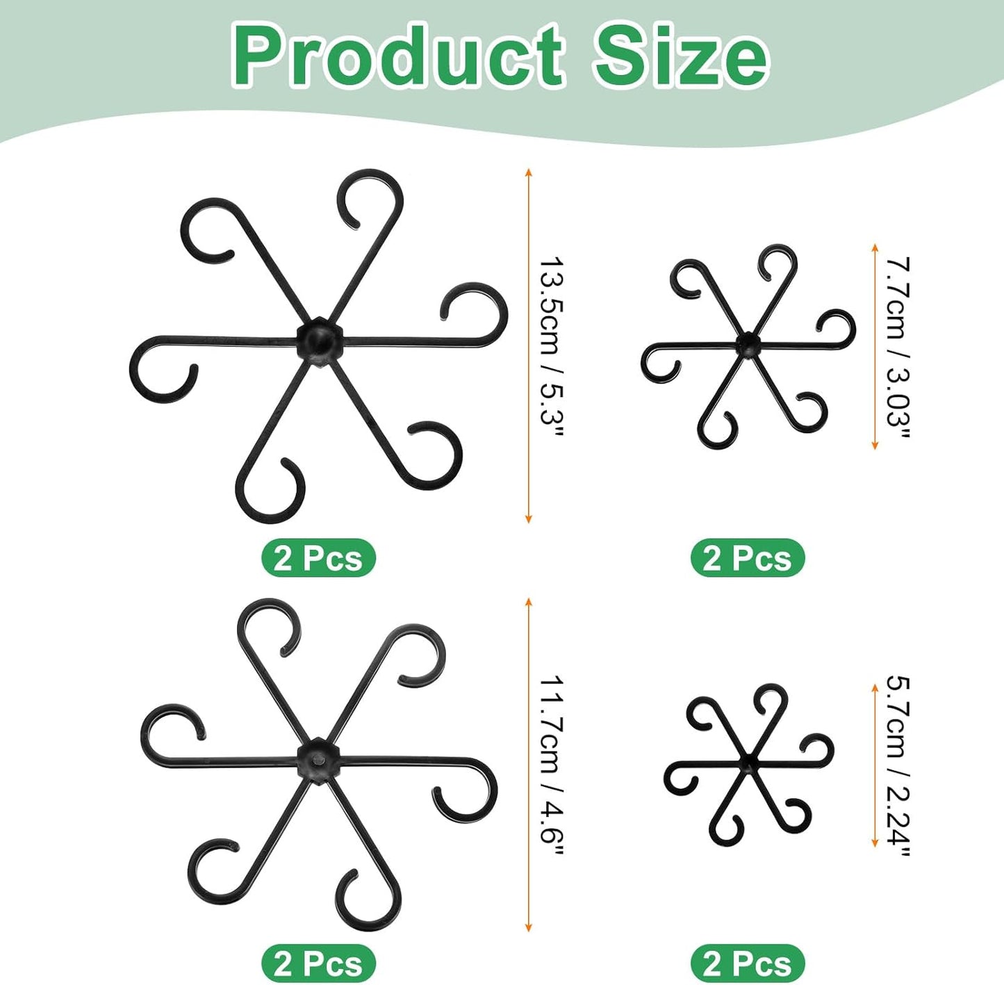 HARFINGTON 8pcs Plant Stem Support 4 Sizes Climbing Houseplant Stem Holder Stakes Reusable Flower Trellis Plant Stand for Outdoor Indoor, Black