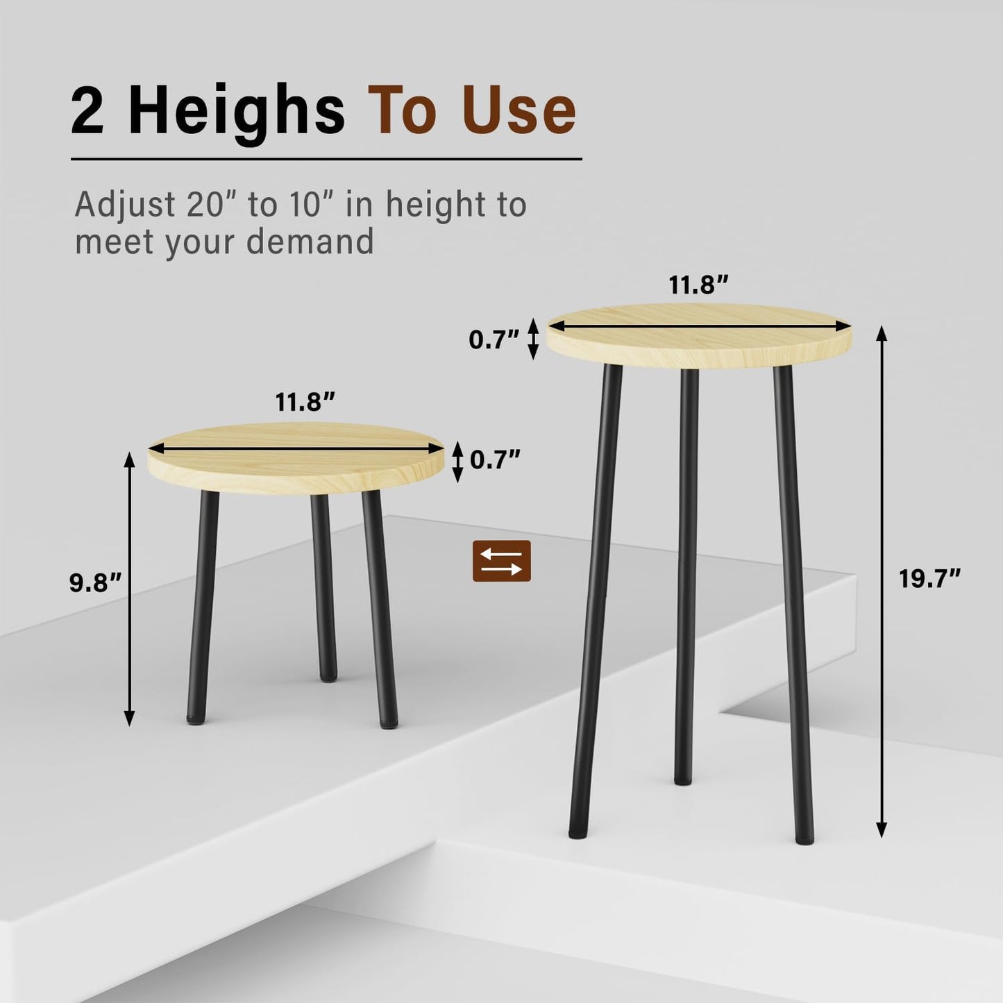 Plant Stand Indoor 2 Pack: Corner Wood 20 Inch Plant Stand Mid Century Modern Decor - Small Round Plant Table for Indoor Plants - Outdoor Plant Holder for Patio Living Room Bathroom Office (Burlywood)