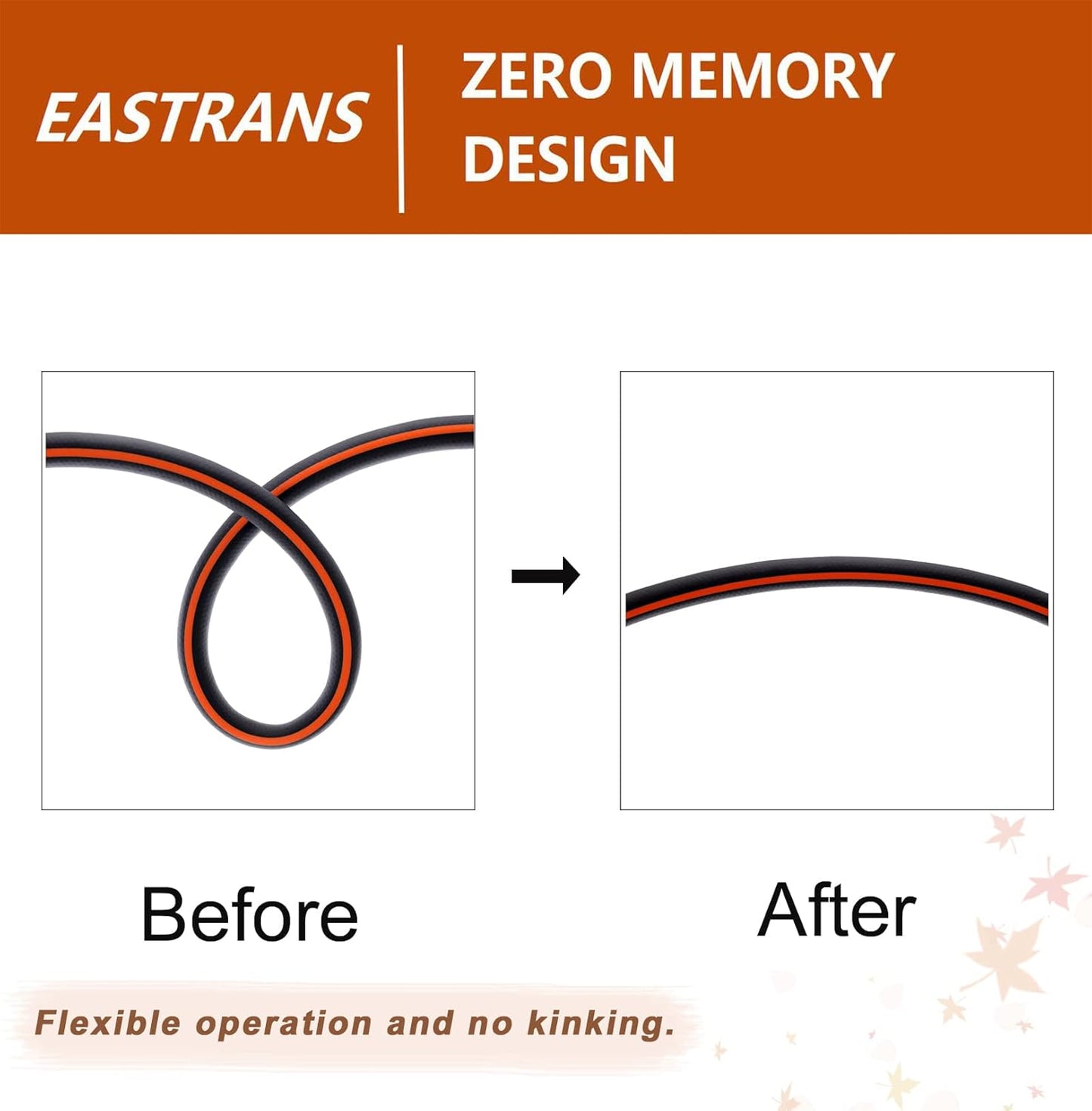 EASTRANS Short Garden Hose 10 ft x 5/8", Heavy Duty Black Orange Water Hose with Female to Female Brass Connector for All-weather Outdoor