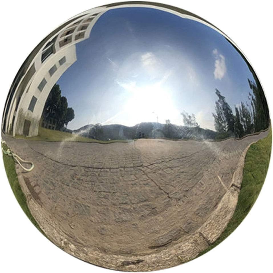 38 cm/15 inch Diameter Gazing Globe Mirror Ball,Silver Stainless Steel Polished Reflective Smooth Garden Sphere,Colorful and Shiny Addition to Any Garden or Home