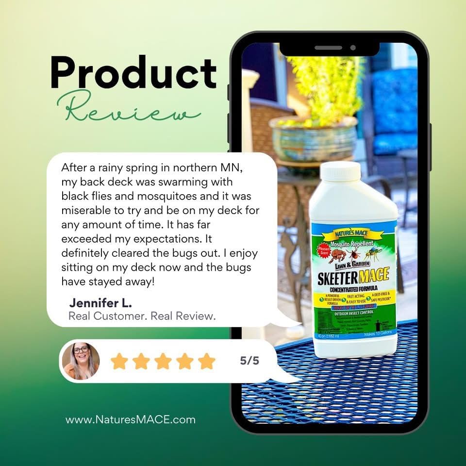 Nature’s MACE Outdoor Pest Repellent Spray – Kills & Repels Multiple Insect Types – Treats Lawns, Shrubs, and Patios – Safe for Family, Pets, and Plants – Essential Oil Formula with Fresh Scent – 40oz