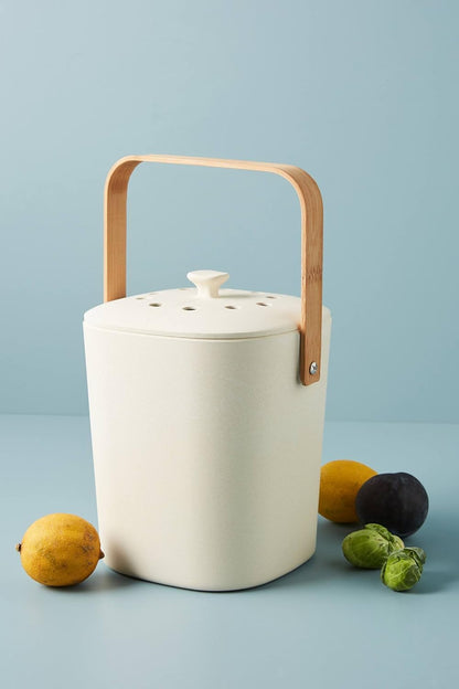 Bamboozle Countertop Compost Bin Kitchen | 1 Gallon | Odorless Composting Bin with Filters | Indoor Compost Bin with Lid | Plant Based Kitchen Composter for Food Scraps & Waste Recycling | Natural