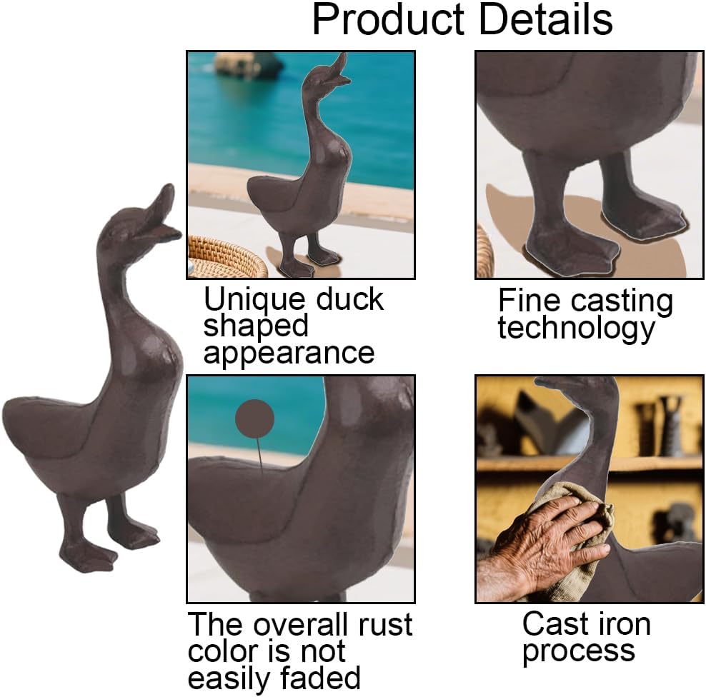 Cast Iron Duck Garden Concrete Garden Statues Duck, Garden Yard Pond Decor Rustic Antique Brown-Duck Door Stop