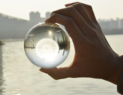 Crystal Ball Glass Globe Decor - Sphere with Stand & Gift Box, Clear Decorative Globe, 3D Crystal Ball for Home Decor, Fengshui Meditation, 2.3 inch/60mm