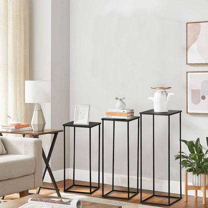 VINCIGANT 3PCS Metal Plant Stand Sets Metal Flower Stands,Black Pedestal Stands for Party Living Room Patio Decoration Tall Centerpiece Stands Planter Supporting Garden Home Decor