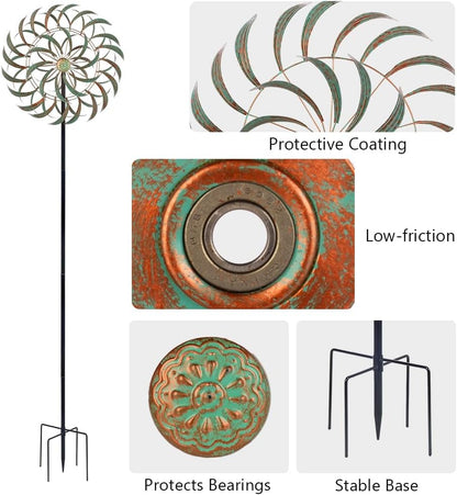 VEWOGARDEN 85” Large Metal Wind Spinners Outdoor Wind Sculpture Yard Art Kinetic Wind Spinners for Yard and Garden Patio Lawn Decor (20 * 85 inches)