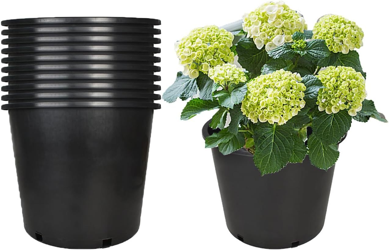 10-Pack 15 Gallon Round Premium Nursery Pot Plant Flower Seedling Container Garden Planter Pots for Indoor Outdoor Plants Flower Vegetables Black (15 Gallon)