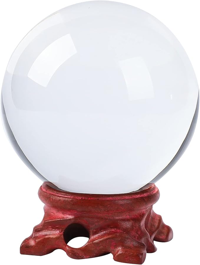 Modaier Crystal Ball 60mm with Wooden Stand and Gift Box for Magic,lensball Photography,Family Decorative,Fortune Teller,Feng Shui,Witchcraft,Witch Decor,and Halloween Decor
