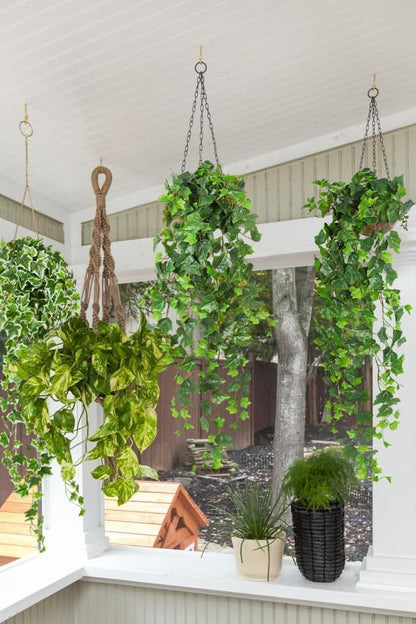 RECUTMS Artificial Ivy Hanging Leaves Plants Fake Vines Garland Real Touch Faux Plastic Bushes for Outside Home Wall Garden Wedding Party Bar Decor 39.4’’