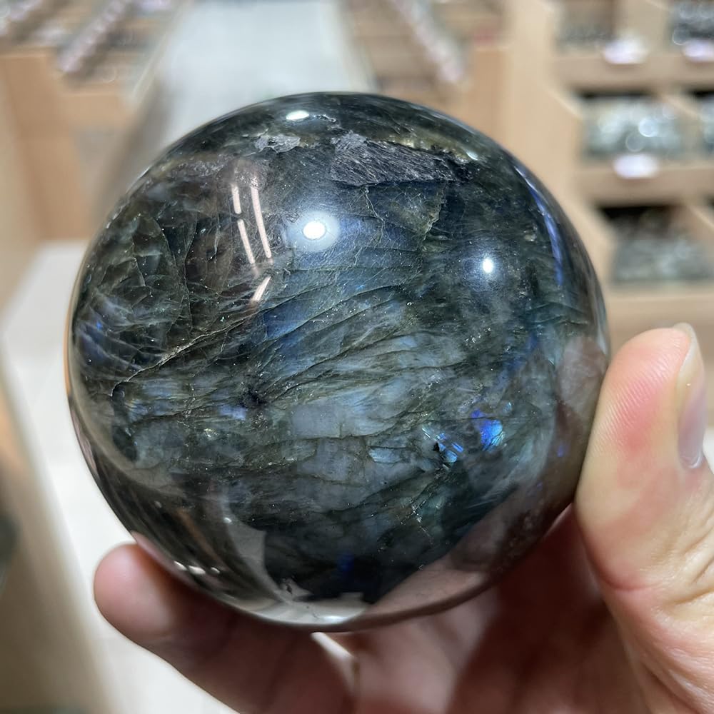 5-6CM/1.97-2.36inch Natural Crystal Ball Labradorite Sphere Moonstone Stone Crafts Polished Decorative Sphere Reiking Healing Crystals Ball Stone Fengshui Home Decoration(50-60mm, Labradorite)