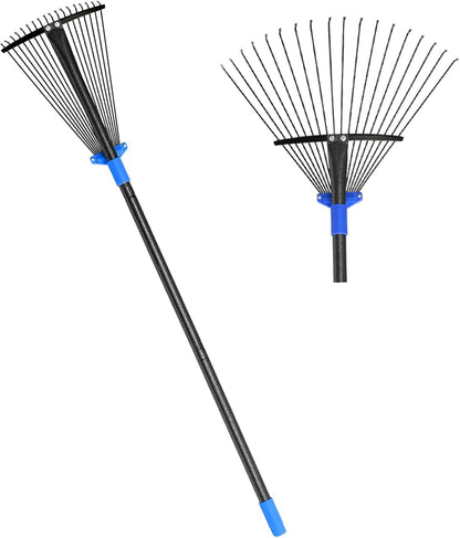 Metal Rake for Leaves Heavy Duty, Adjustable Garden Leaf Rake with Expandable Head 8-17", Shrub Pine Needle Kids Hand Yard Rake Garden Tool