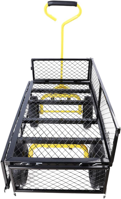Heavy-Duty Solid Tire Garden Dump Cart - 4.86 cu. ft. Yard Wagon Cart with 600 LBS Capacity & Spacious Mesh Bed (37" x 19.5") - No-Flat Tires, Utility Wagon