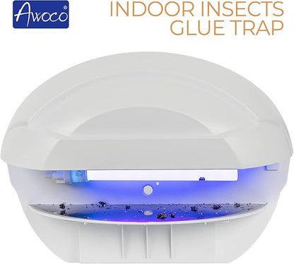 Awoco LED 5W 100V-240V Wall Mount Sconce Sticky Fly Trap Lamp for Capturing Flying Insects, Flies, Mosquitoes, and Moths (Fly Trap)