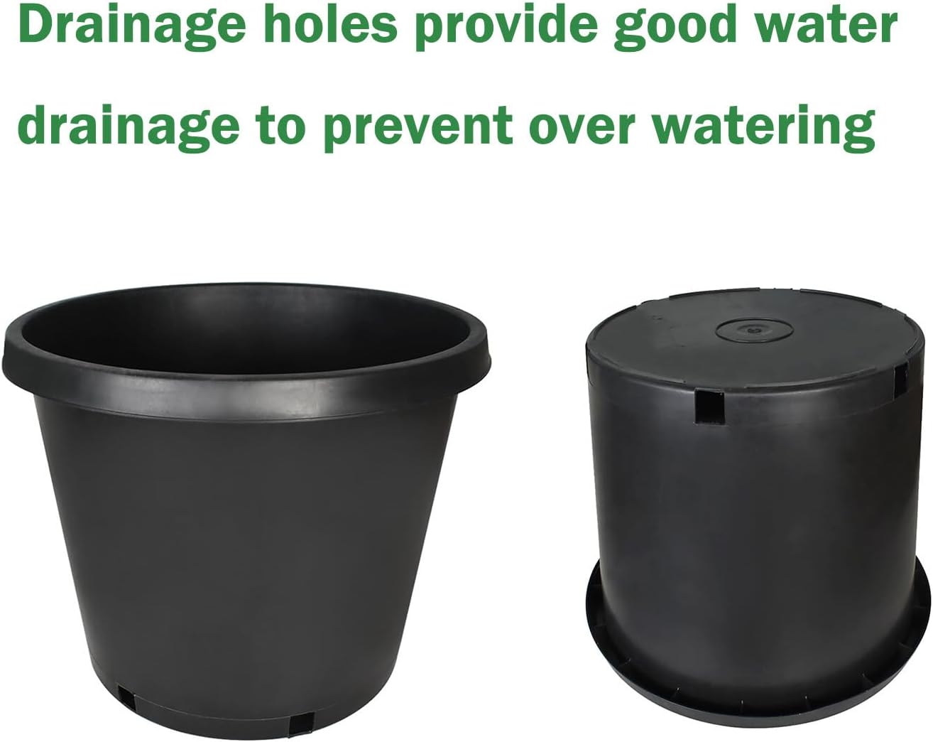 10-Pack 15 Gallon Round Premium Nursery Pot Plant Flower Seedling Container Garden Planter Pots for Indoor Outdoor Plants Flower Vegetables Black (15 Gallon)