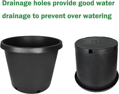10-Pack 15 Gallon Round Premium Nursery Pot Plant Flower Seedling Container Garden Planter Pots for Indoor Outdoor Plants Flower Vegetables Black (15 Gallon)