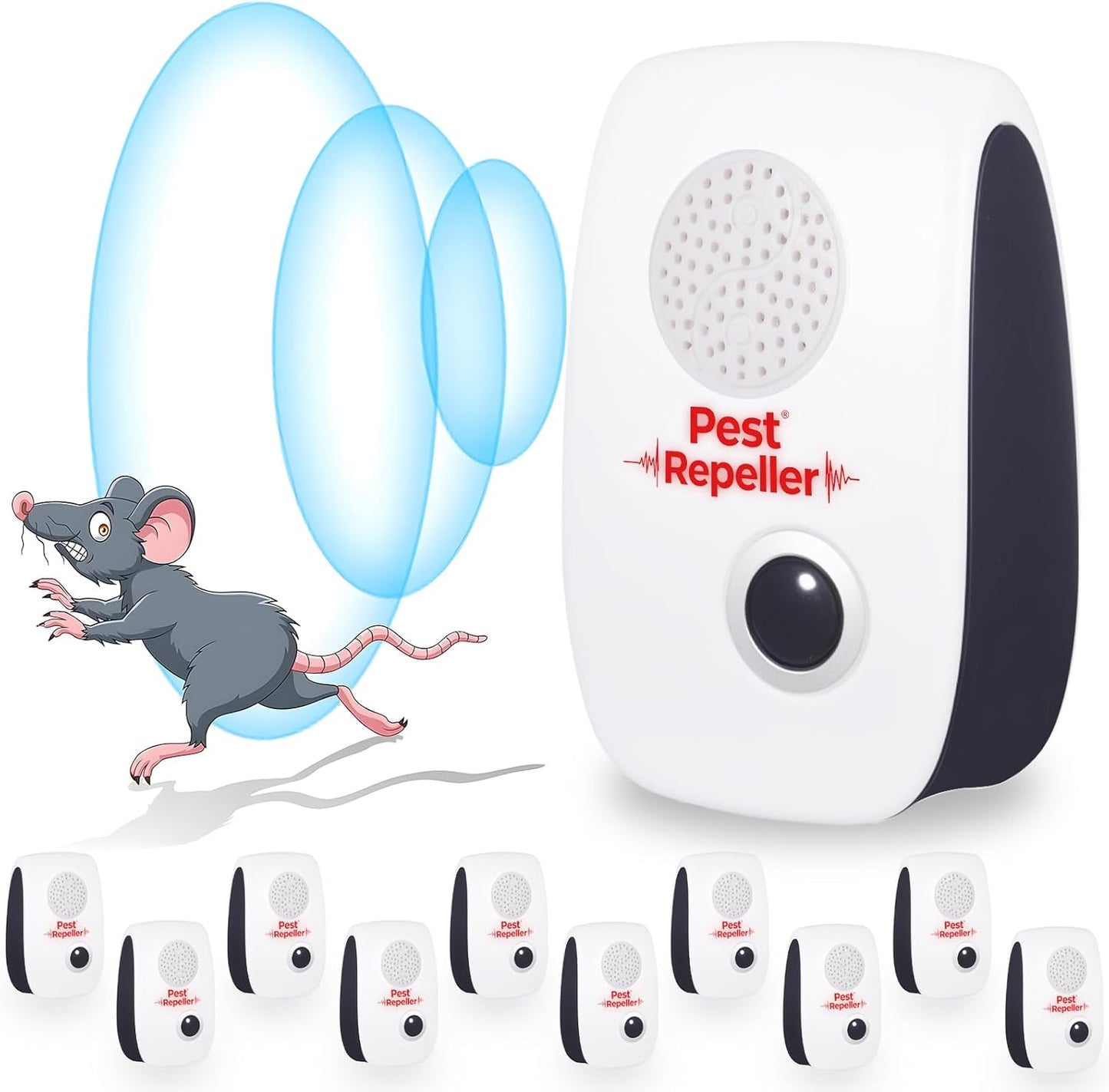 10Pack 2025 Ultrasonic Insect&Pest Repeller,Electronic Mouse Repellent Ultrasonic Plug in Mice Repellent Indoor Insect Repellent Plug in Pest Control for Cockroach,Spide,Rat,AntBugs,Roach,Rodent