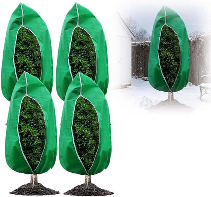 Plant Covers Freeze Protection, 4 Pack Zipper Drawstring Plant Cover, Reusable Frost Protection Covers for Shrubs Outdoor Garden, Large Plant Protection Bags (39.4×47.3（4pcs）)