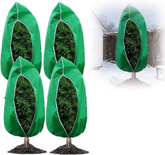 Plant Covers Freeze Protection, 4 Pack Zipper Drawstring Plant Cover, Reusable Frost Protection Covers for Shrubs Outdoor Garden, Large Plant Protection Bags (31.5×39.4（6pcs）)