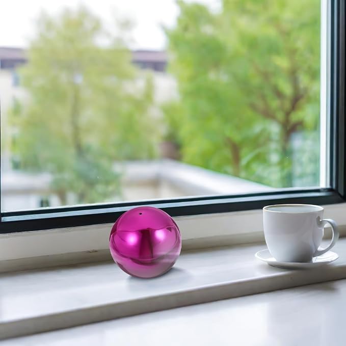 ibasenice Stainless Steel Mirror Reflective Gazing Ball 12 Inch Garden Decor - Purple Decorative Sphere for Outdoor Use 2Pcs Set